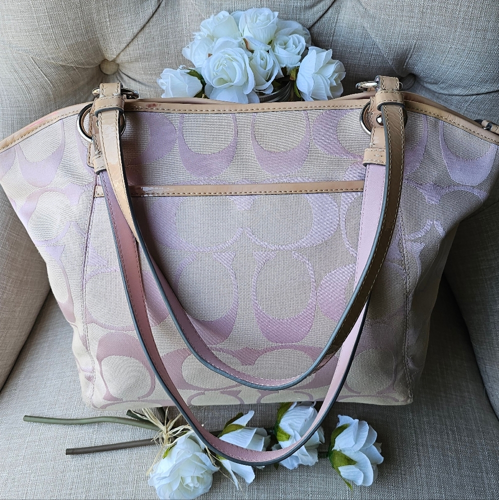 Vintage Coach Signature Leah Shoulder/Tote Bag (Pink) - Picture 5 of 16